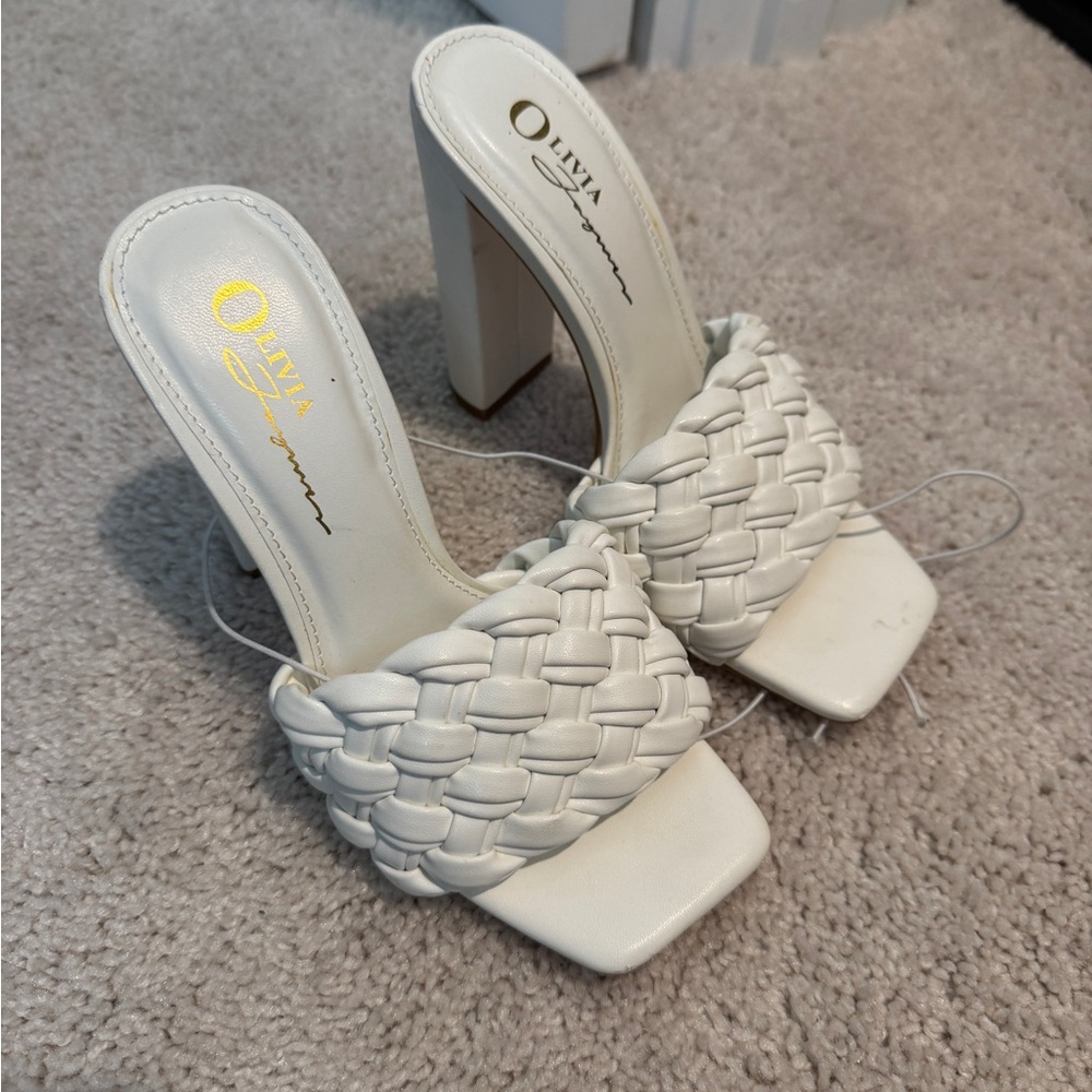 White Braided Heeled Sandals